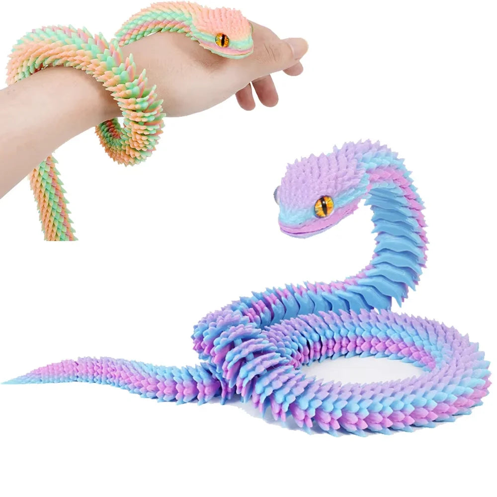 30/40cm 3D Printed Snake Toys Funny Rotatable Articulated Printed Snake Craft Ornament Simulation Animal Home Desktop Ornament Elk-Valley 3D