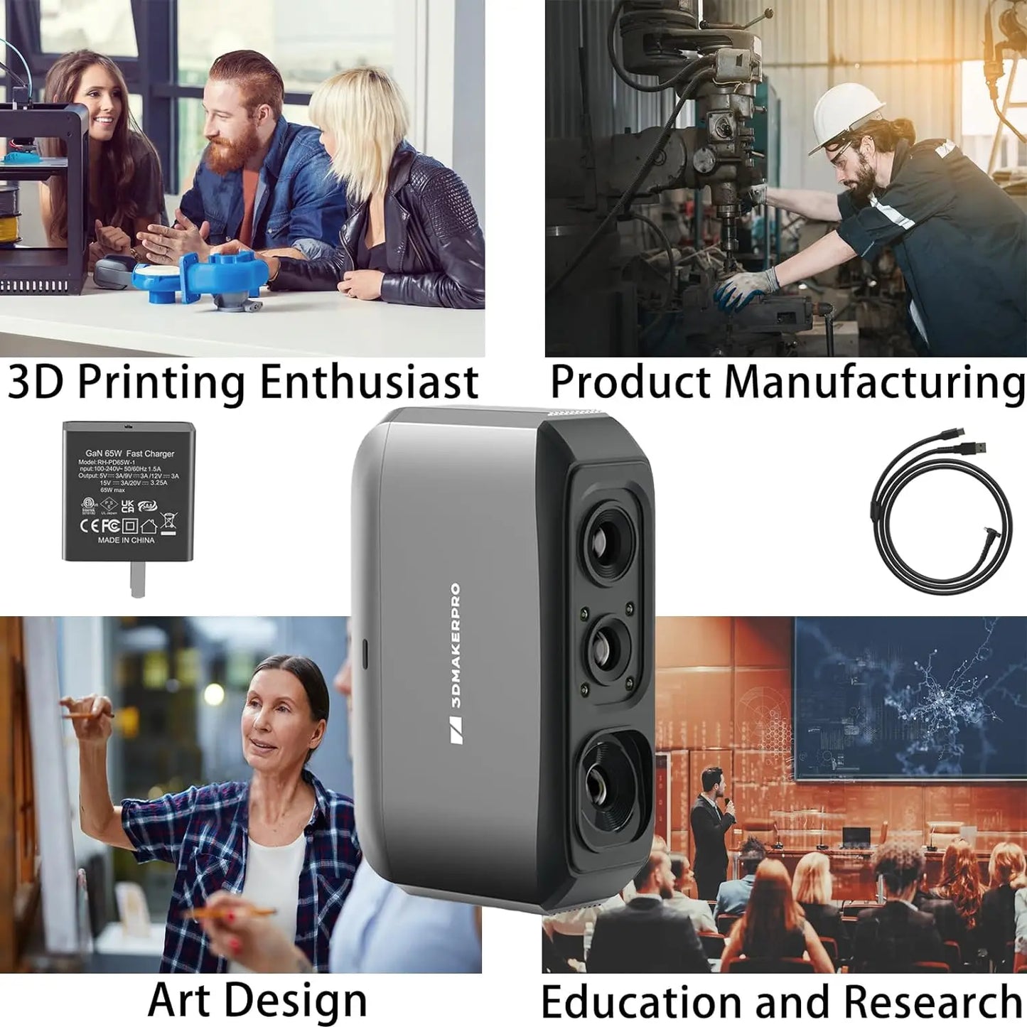 Moose Lite 3D Scanner for 3D Printing - 3D Printer Accessories NIR Light & AI Visual Tracking Technology, Handheld Scanner