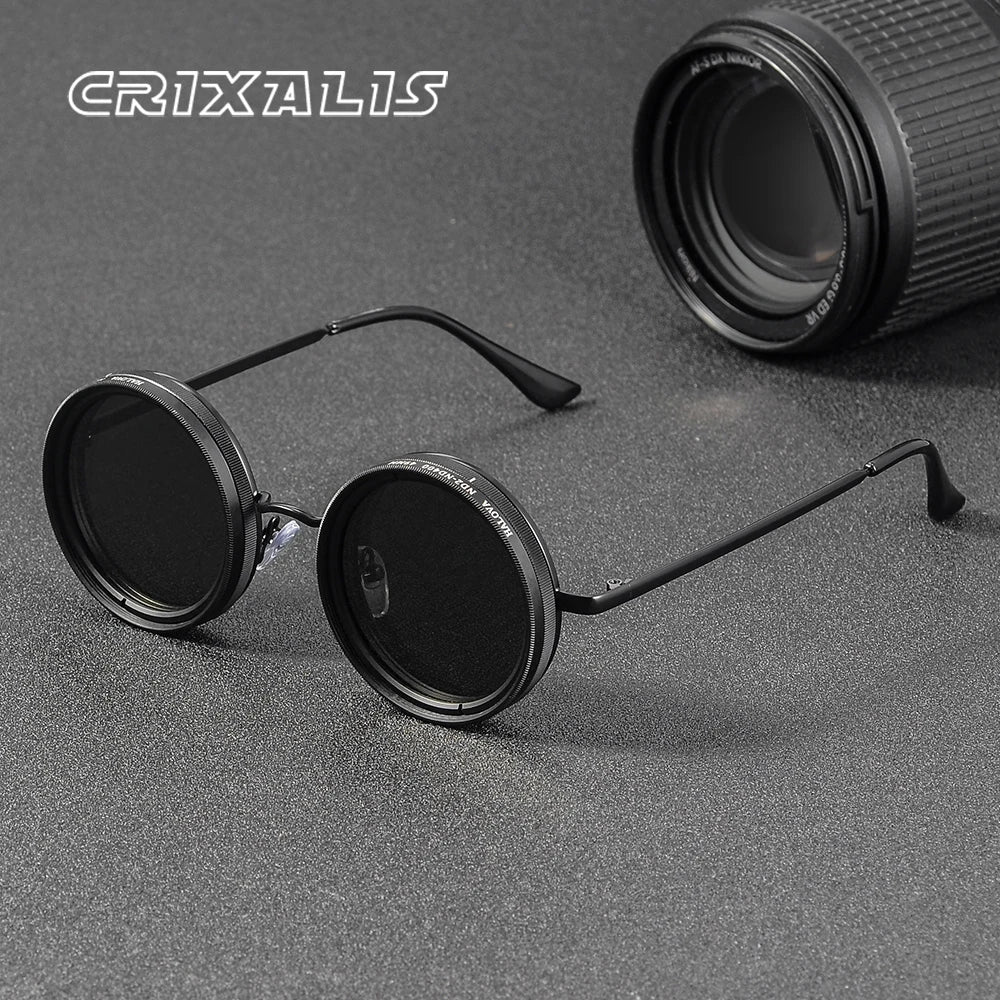CRIXALIS Adjustable Tint Sunglasses Men 1-9 Gears Round Polarized Glasses Women with ND Filter Lens Beach Shady Fishing Driving Elk-Valley 3D
