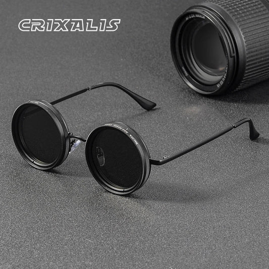 CRIXALIS Adjustable Tint Sunglasses Men 1-9 Gears Round Polarized Glasses Women with ND Filter Lens Beach Shady Fishing Driving Elk-Valley 3D