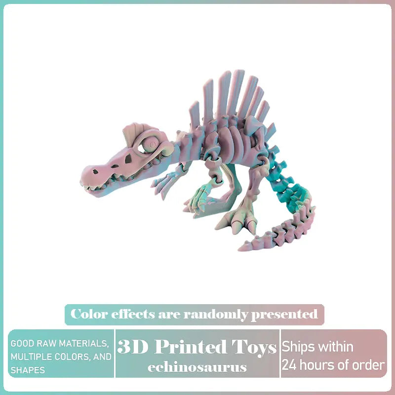 Mini 3D Printed Dinosaur Skeleton Model Movable Joints Velociraptor Decor Office Desk Ornament Kids Gift Home Decoration Elk-Valley 3D