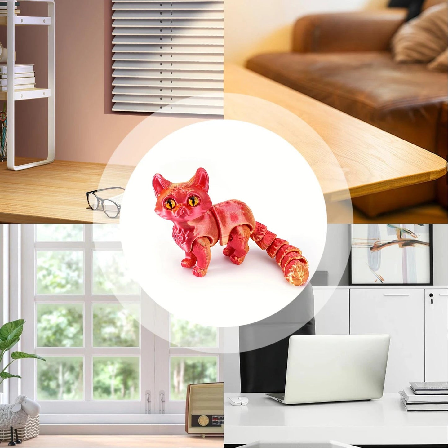3D printed cat, adult articulated cat toy, 3D printed animal toy stress relief decoration, 3D printed cute cat desktop pet Elk-Valley 3D