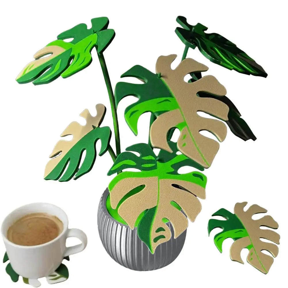 Monstera Leaf Coaster Leaf Shape 3D Printed Dining Table Coasters Tropical Leaf Coaster Heat Resistant PLA Anti-scald Mat Elk-Valley 3D