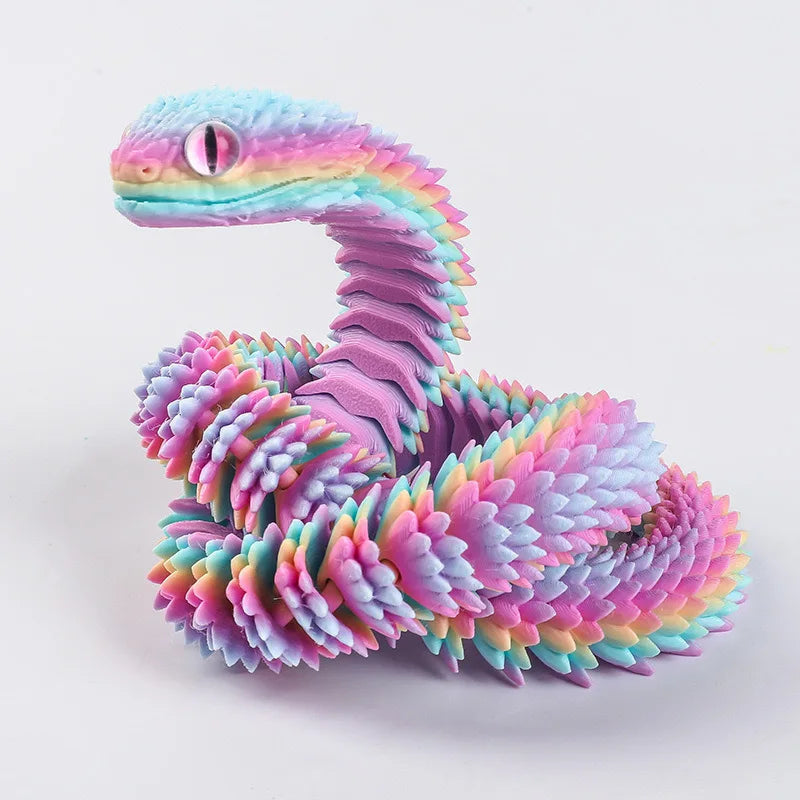 2026 New 3D Printed Snake Realistic Snake Statue Movable Joint Fidget Toys Simulation Snake Year Desk Ornament Animal Model Gift Elk-Valley 3D