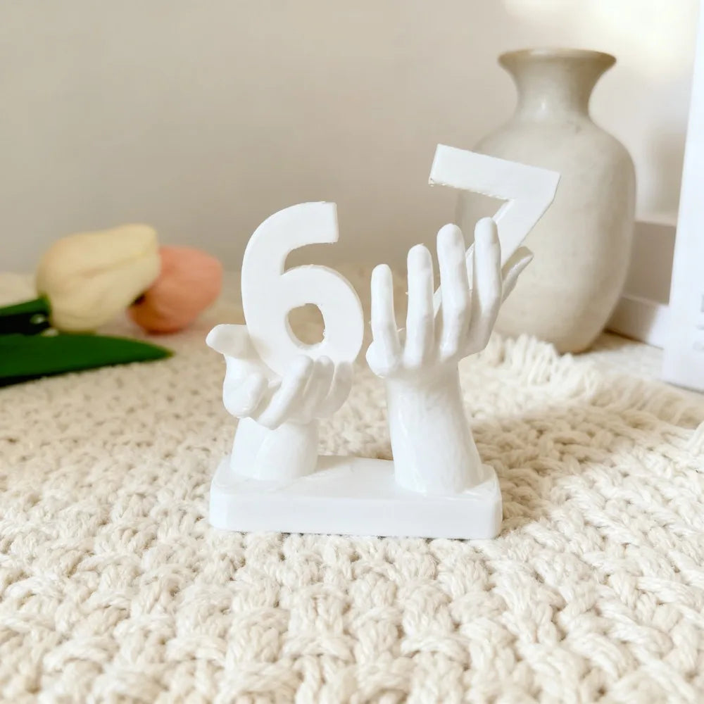 3D Printed Figurine Holding Digital Italian Brain Rot Math 67, Funny and Funny Meme Figurine Holding Digital 67 Sculpture Elk-Valley 3D
