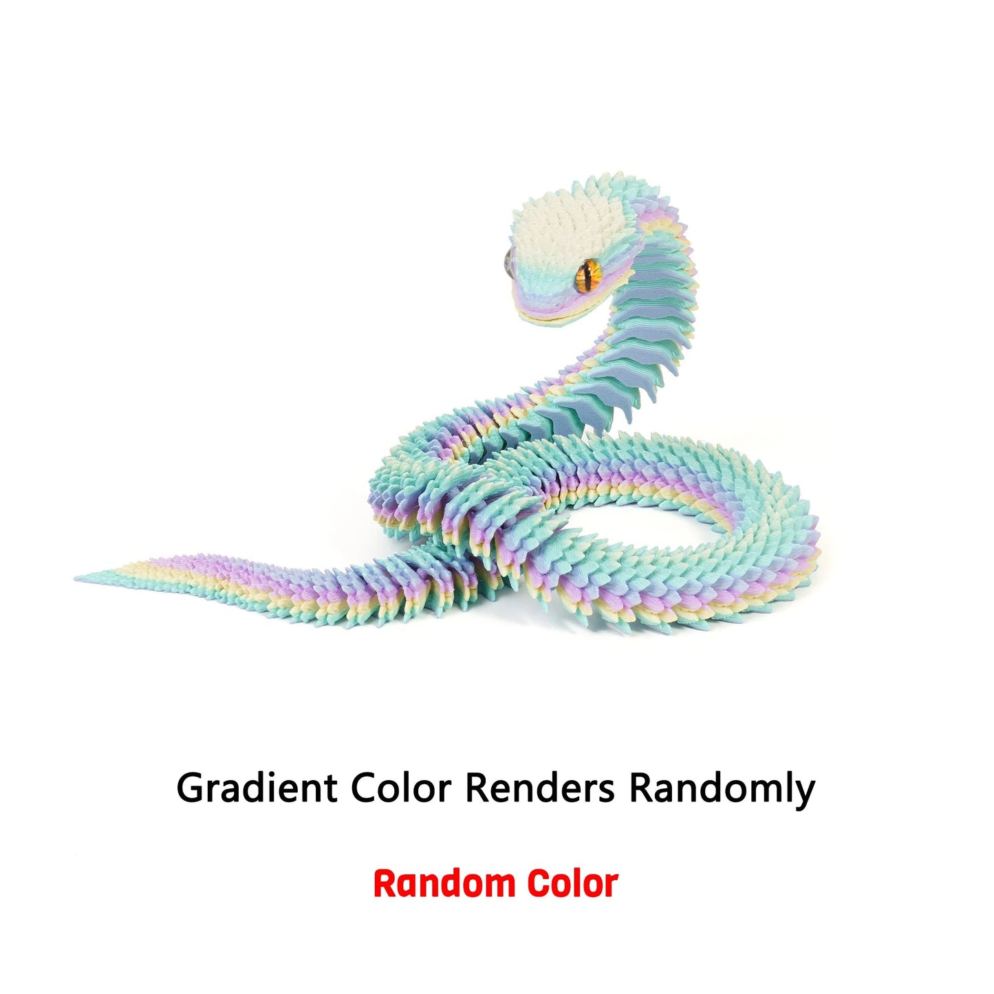 2026 New 3D Printed Snake Realistic Snake Statue Movable Joint Fidget Toys Simulation Snake Year Desk Ornament Animal Model Gift Elk-Valley 3D