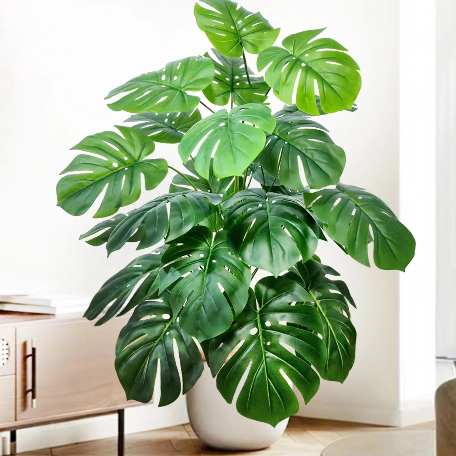 52-104cm(40.94in)  Artificial Monstera Plant Fake Palm Tree Plastic Turtle Leaf Green Plant for Home Garden Room Office Decor Elk-Valley 3D