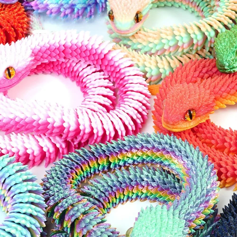 30/40cm 3D Printed Snake Toys Funny Rotatable Articulated Printed Snake Craft Ornament Simulation Animal Home Desktop Ornament Elk-Valley 3D