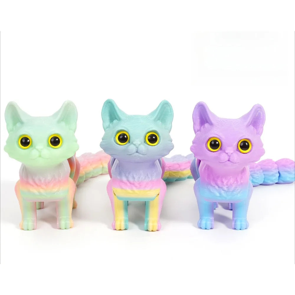 3D Printed Cute Cats Tail Joint Movable Kawaii Kitten Ornament Room Decor Car Decorations Desktop Decorations Gifts To Friends Elk-Valley 3D