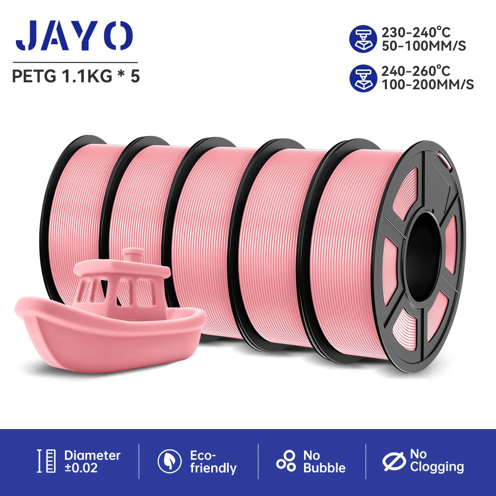 JAYO petg 3d printer filaments PETG 5Rolls 1.75mm Mixed Color Bubble Free FDM 3D Printer Material for 3d pen refill 1.1kg/1rolls Elk-Valley 3D