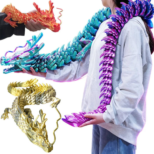 5/1pcs Giant90-30cm 3D Printed DragonStatue Figurine, Articulated Jointed Colorful Collectible Home Office DecorDesktop Ornament Elk-Valley 3D