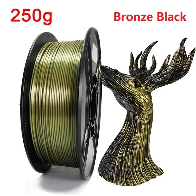 Dual Color Filament Silk PLA 1.75mm 1kg 500g 250g 3D Printer Plastic Material Two Colors Filament PLA Black Red Green Bundle New Elk-Valley 3D