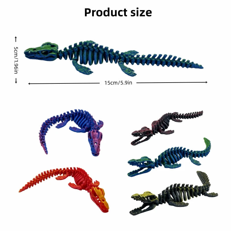 3D printed 3-piece plesiosaur toy figurine, with movable joints, perfect for birthdays, Christmas, Halloween, etc Elk-Valley 3D
