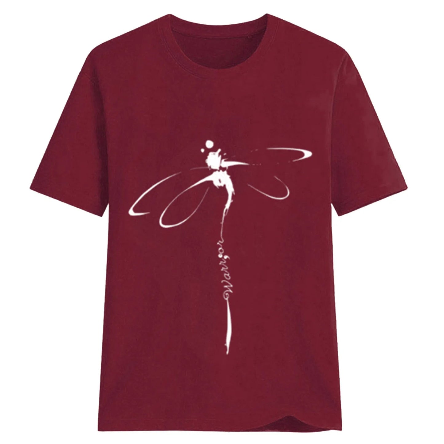 Tops Dragonfly Printed Original Collar Casual Base Shirt Short-sleeved Women's T-shirt Oversized T Shirt Clothes Tees Elk-Valley 3D