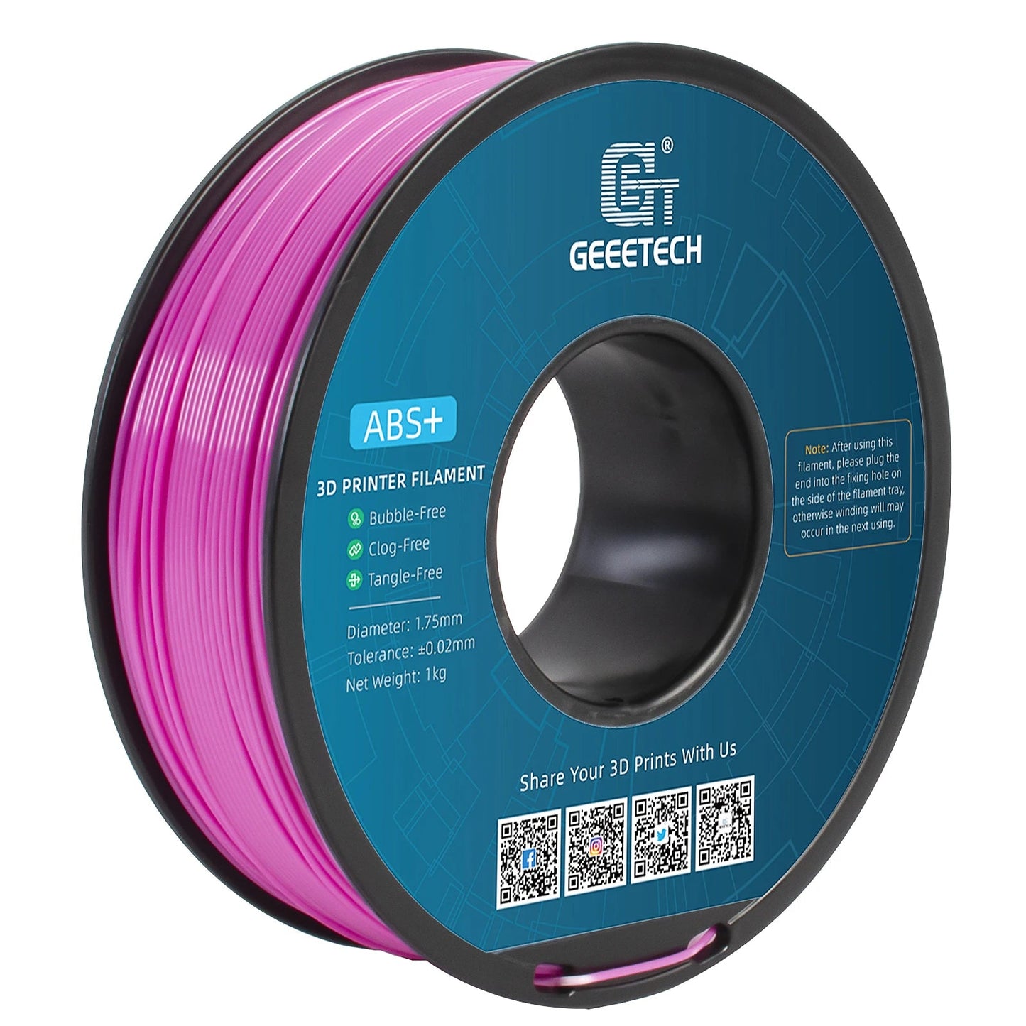 Geeetech  ABS+ 3D Filament 1.75mm 1KG plastic, 3D Printer Material, Tangle-Free, Non-Toxic, Vacuum Packaging White Black Elk-Valley 3D