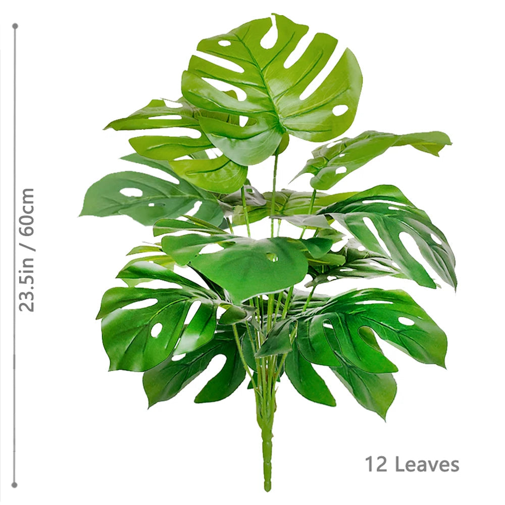 52-104cm(40.94in)  Artificial Monstera Plant Fake Palm Tree Plastic Turtle Leaf Green Plant for Home Garden Room Office Decor Elk-Valley 3D
