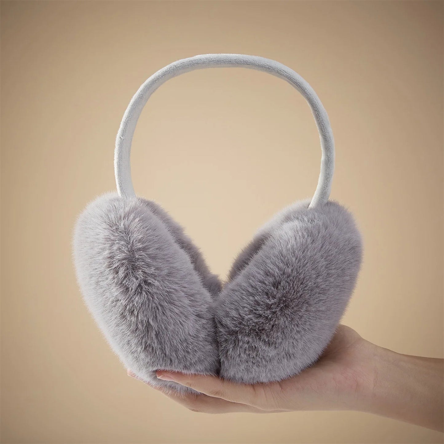 Anjj High Quality Earmuffs Faux Rabbit Fur Hang Ear Cover Warm Winter Ear Muffs Fur Earmuffs Unisex Adult Ear Warmer Fold Elk-Valley 3D