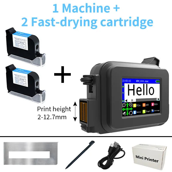 Iottim 12.7mm Mini Portable Inkjet Printer Small Business Date Label Printer QR code Logo Batch Number Elk-Valley 3D