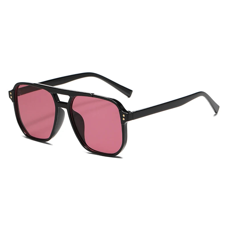 Classic Retro Oversized Pilot Sunglasses Women Vintage Double Bridge Big Oval Sun Shades Glasses Unisex Yellow Lens Eyewear Elk-Valley 3D
