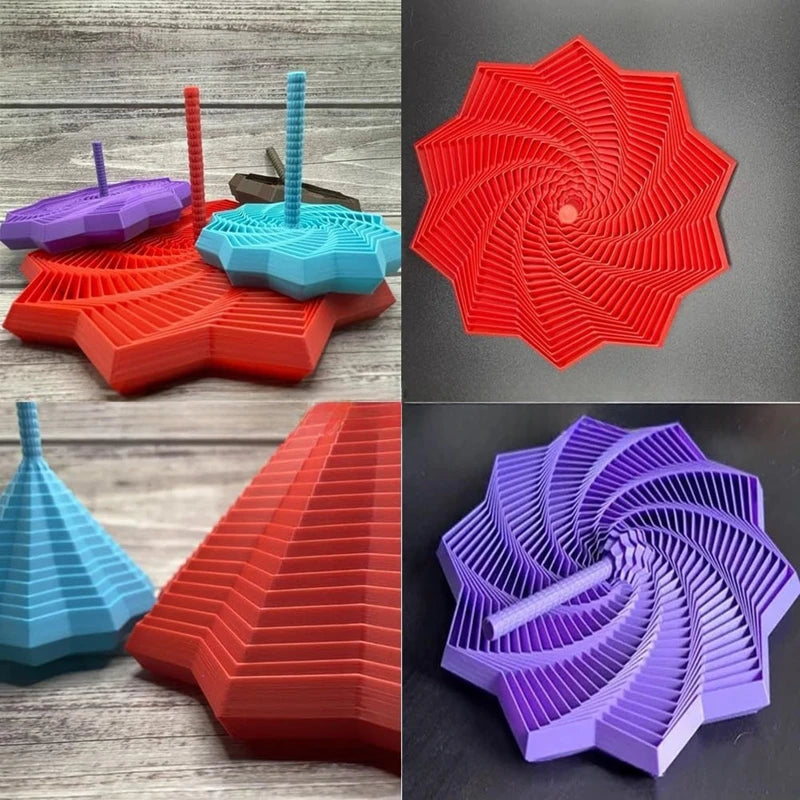 3D Printing Expanded Sensory Fidget Star Model Visual Illusion Hexagon Whirling Spiral Ornaments Stress Relief Board Game