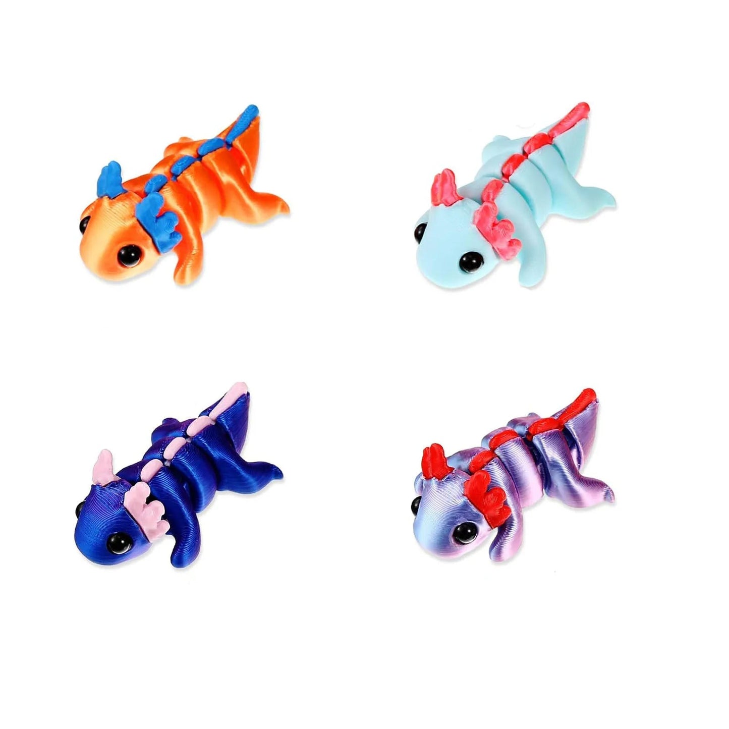 3D Printed Fidget Toy 3D Printed Axolotl Small Animal Toy Flexible Cute Articulating Pet Stress Relief Fidget Toys for Play Elk-Valley 3D