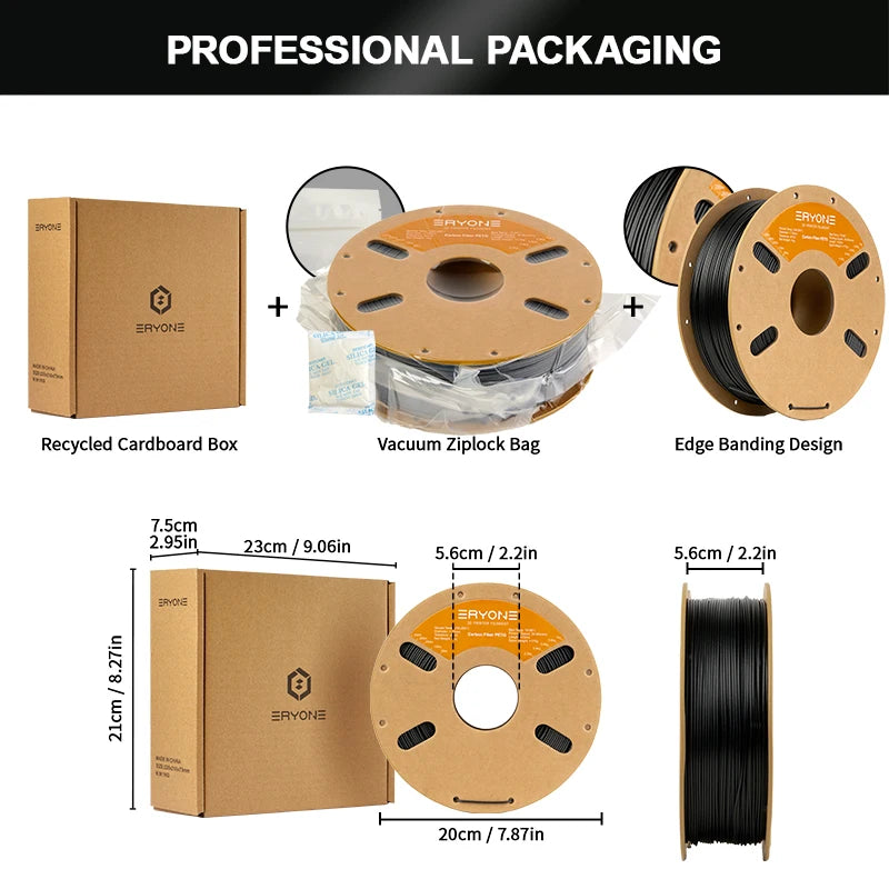 Eryone 1KG PETG Carbon Fiber Filament 1.75mm, 15% CF High Rigidity 3D Printer Filament, +/-0.03mm Elk-Valley 3D