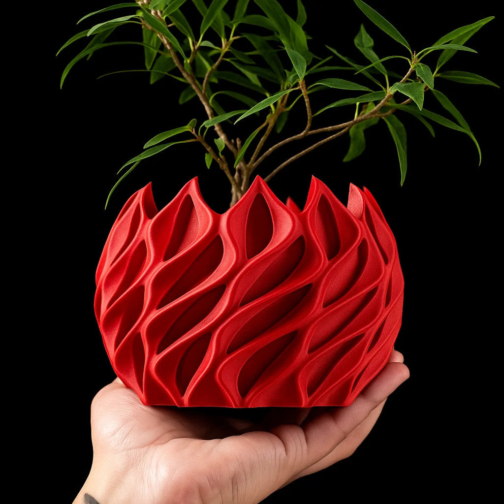 3D Printed Flower Pot, Biodegradable Texture Design - Modern Planters for Indoor Outdoor, Gardening Decor, Macetas para Plantas Elk-Valley 3D