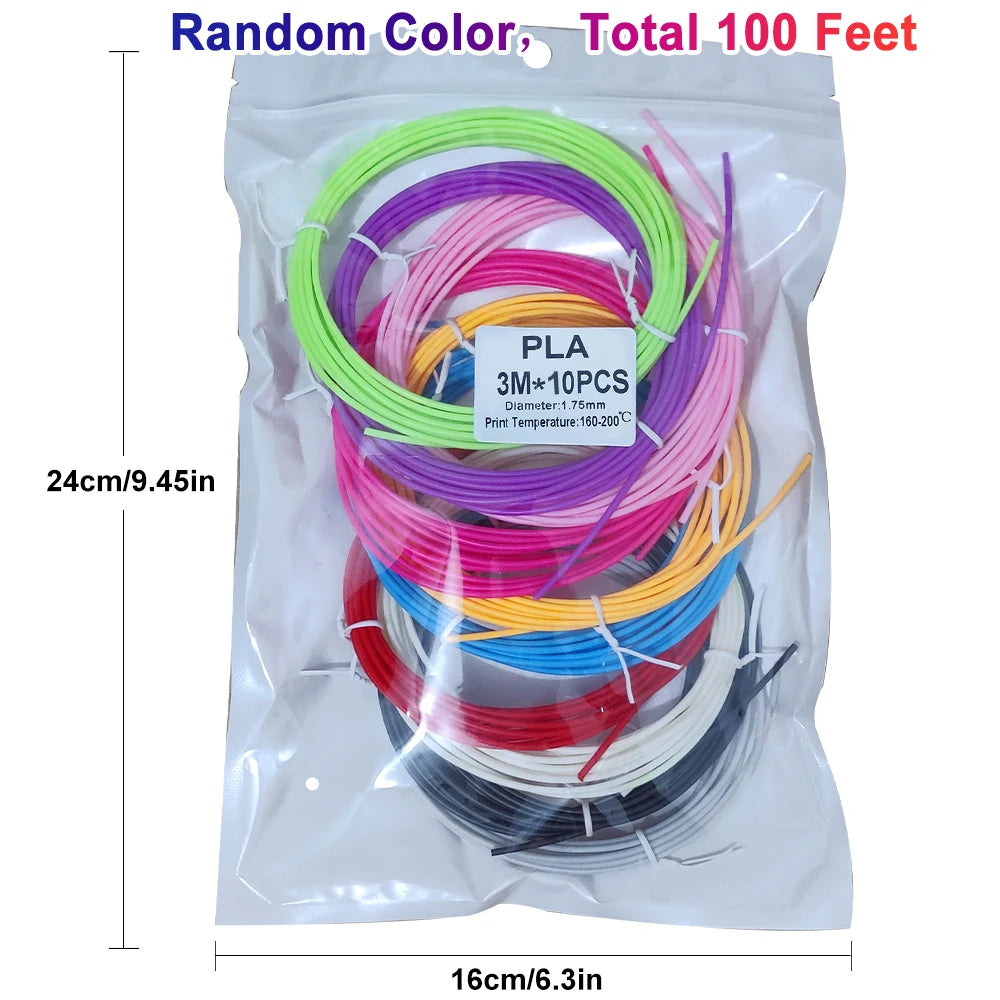 32 Colors 3D Pen Filament 1.75mm PLA, Each Color 10Feet(3m), Total 320 Feet (96m) 3D Pen Filament Refills, Random Color