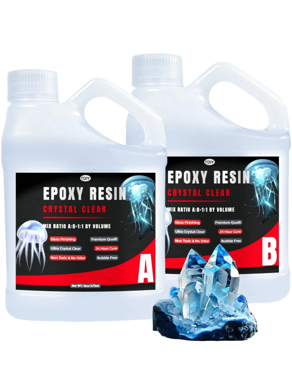 Clear Epoxy Resin 32oz Bubble Free Fast Cure High Durability for DIY Art Jewelry  Scratch Yellowing Resistant with Smooth Finish Elk-Valley 3D