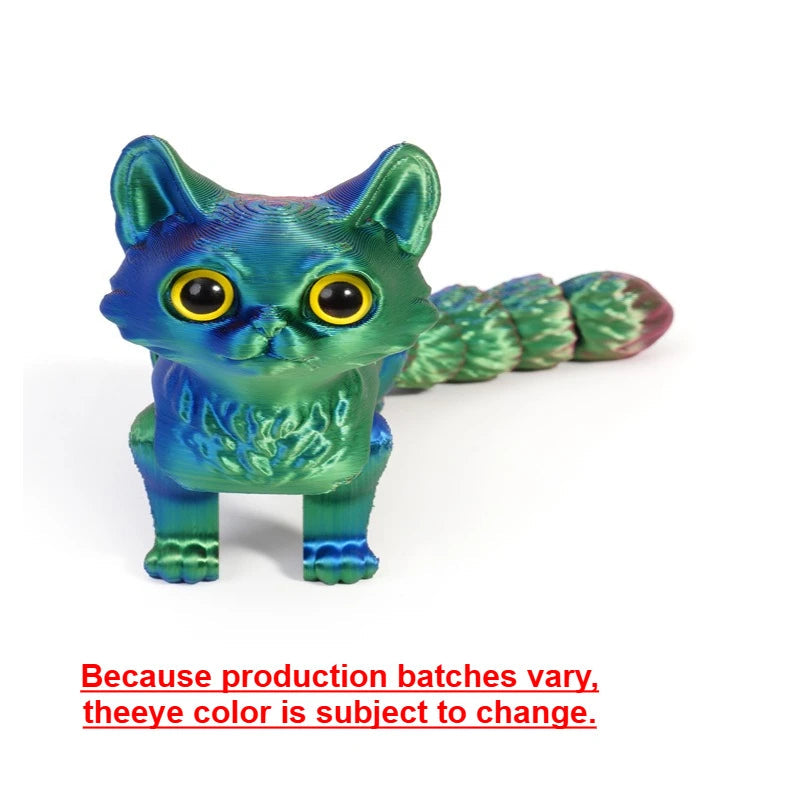 3D printed cat, adult articulated cat toy, 3D printed animal toy stress relief decoration, 3D printed cute cat desktop pet Elk-Valley 3D