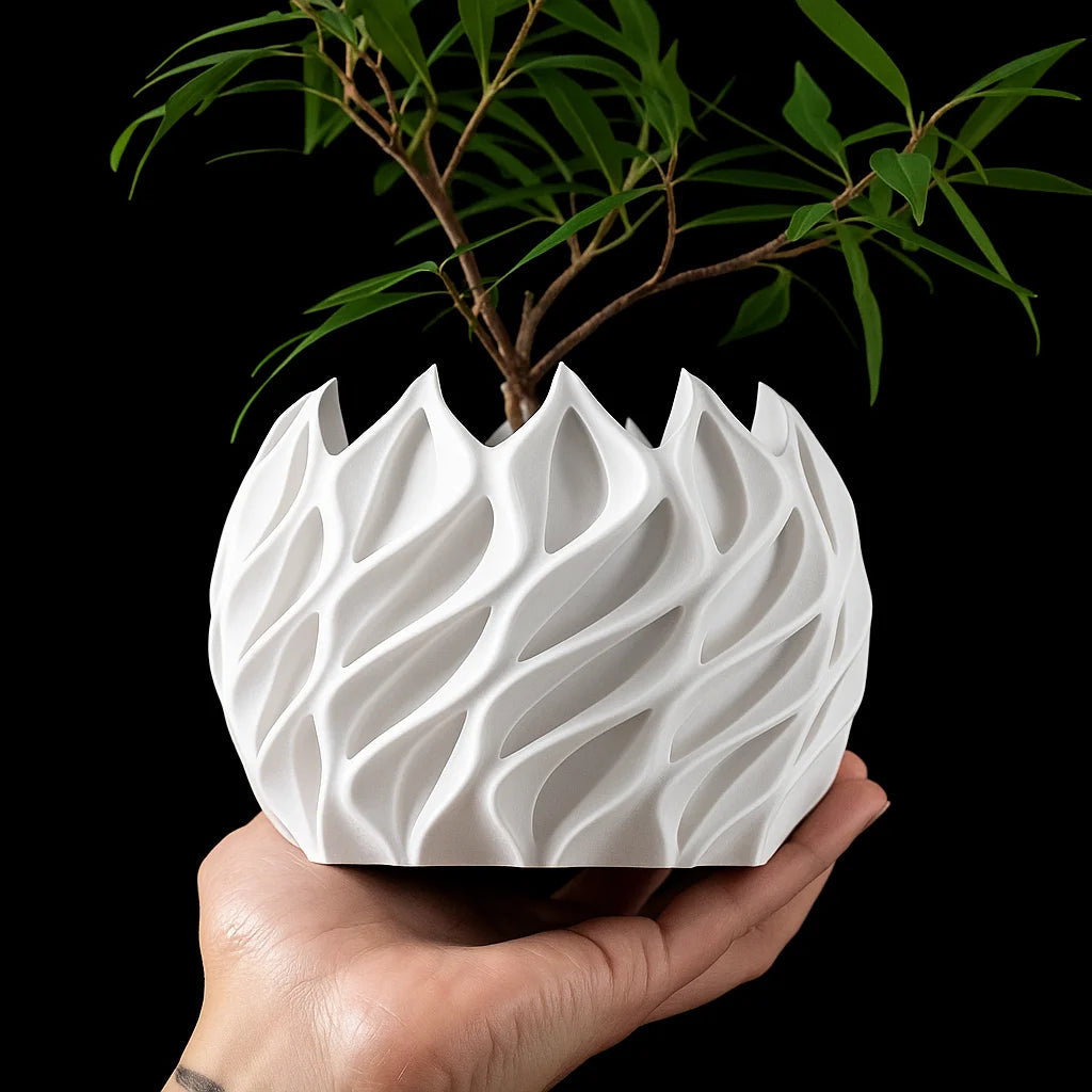 3D Printed Flower Pot, Biodegradable Texture Design - Modern Planters for Indoor Outdoor, Gardening Decor, Macetas para Plantas Elk-Valley 3D