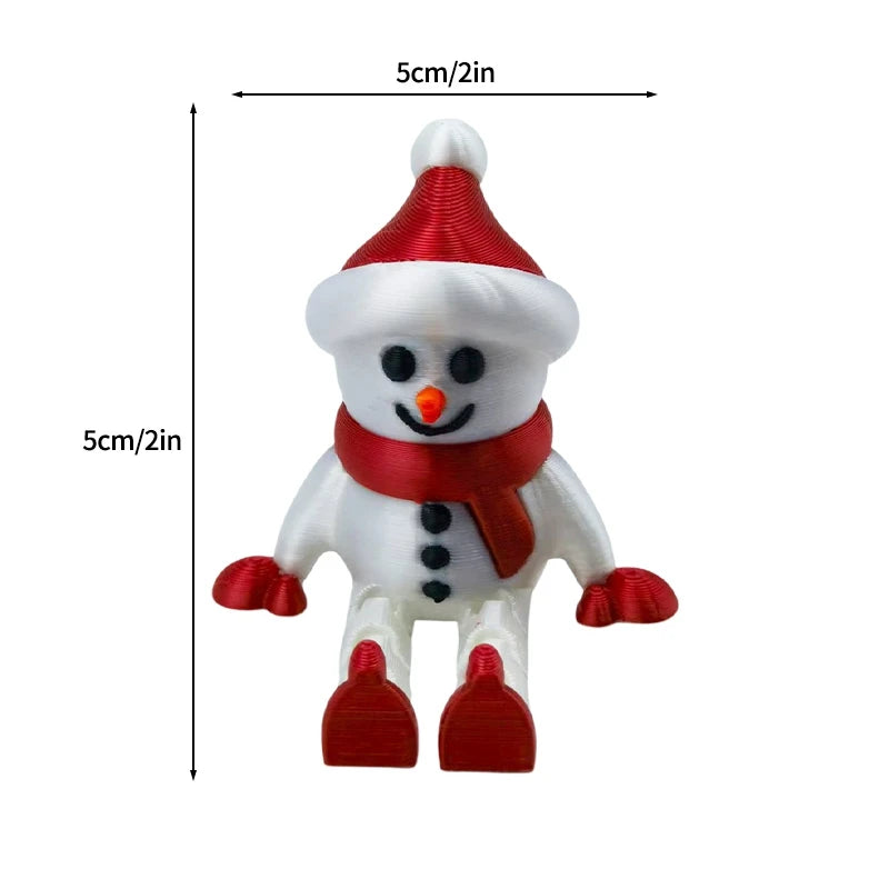 3D Printed Christmas Tree Movable Santa Claus Snowman Desktop Ornament New Year Christmas Decorations Crafts Children Gift Elk-Valley 3D