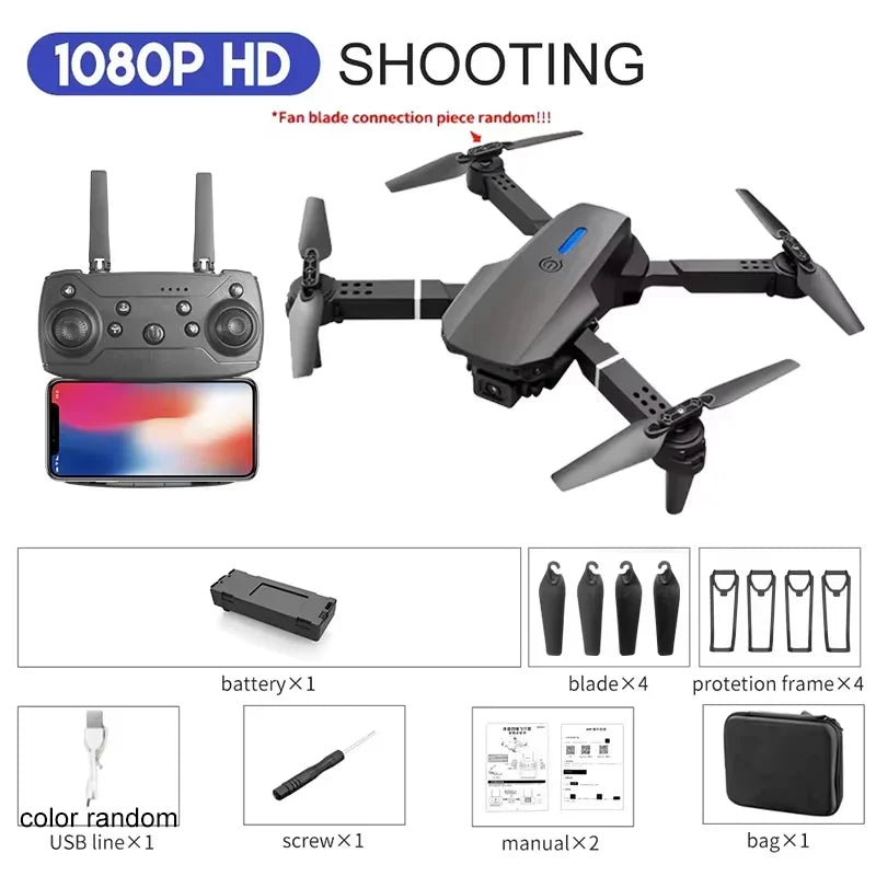 2026 E88 HD 4K RC Drone with Wide Angle Camera Foldable Helicopter Quadcopter Aircraft for Kids Professional Gift Toy by KBDFA Elk-Valley 3D