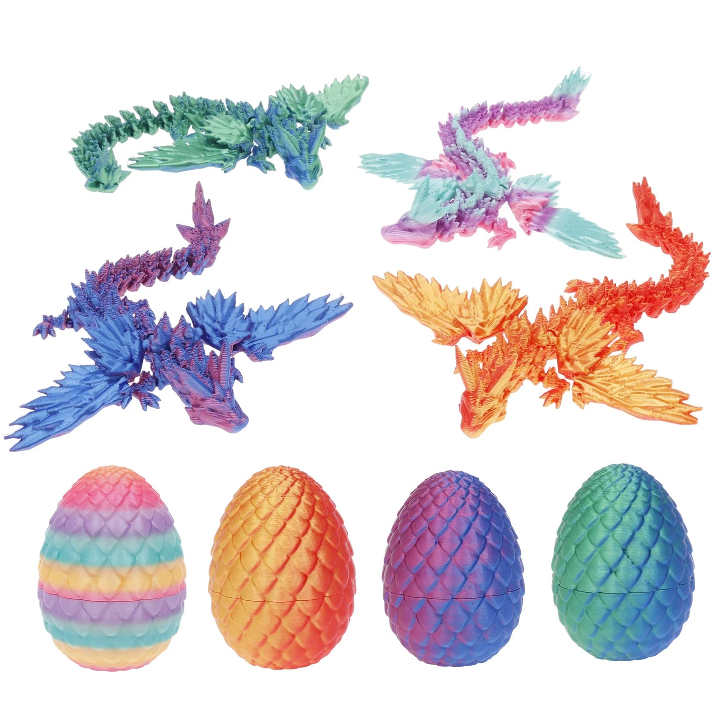 3D Printed Dragon Egg with Dragon Full Articulated Dragon Modle Movable Rotatable Articulated Desktop Ornament Kid Toy