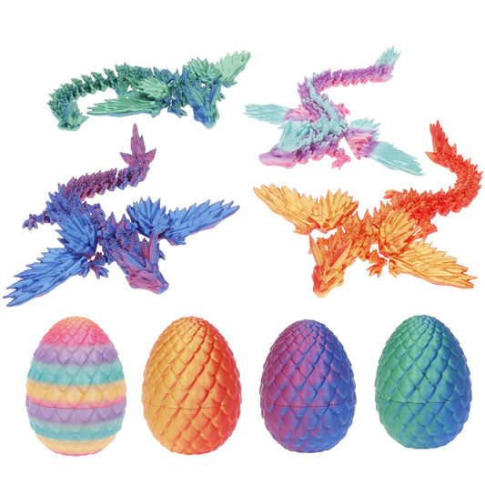 3D Printed Dragon Egg with Dragon Full Articulated Dragon Modle Movable Rotatable Articulated Desktop Ornament Kid Toy