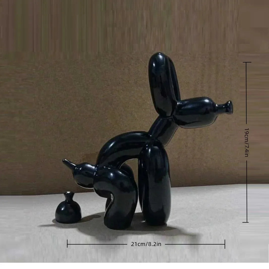 Poop Dog Balloon Statue Shiny Gold Creative Dog Abstract Ceramic Ornament Sculpture Figurine Statue Home Office Decor Elk-Valley 3D