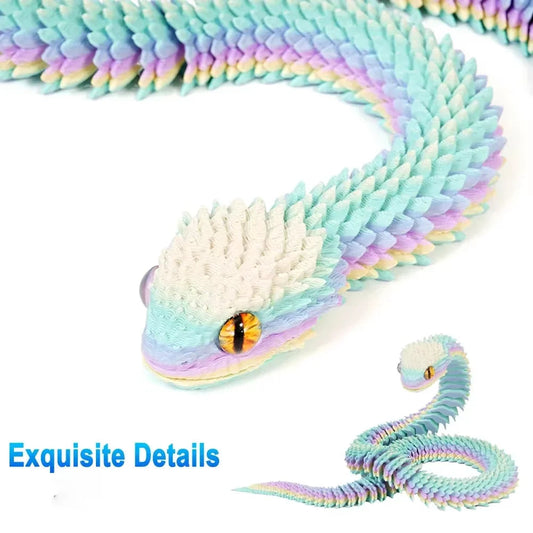 30/40cm 3D Printed Snake Toys Funny Rotatable Articulated Printed Snake Craft Ornament Simulation Animal Home Desktop Ornament Elk-Valley 3D