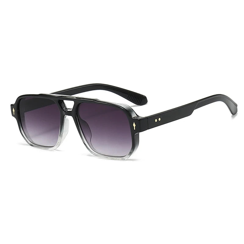 1pcs/4pcs Brand Fashion Square Women Men Sunglasses Retro Rivets Women Brand Designer Shades UV400 Sun Glasses Shades Elk-Valley 3D