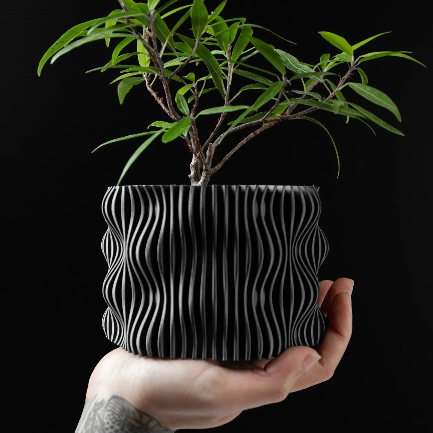 Modern Minimalist 3D Printed Plant Pot – Biodegradable Flower Planter for Home Decor, Eco-Friendly Sustainable Gift (Muxel) Elk-Valley 3D