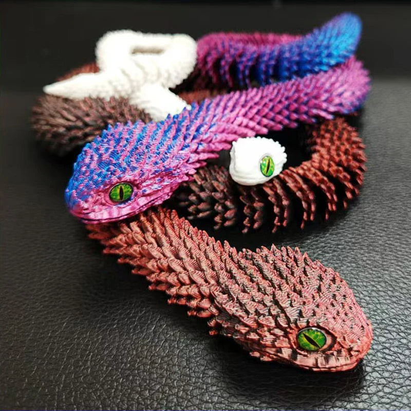 2026 New 3D Printed Snake Realistic Snake Statue Movable Joint Fidget Toys Simulation Snake Year Desk Ornament Animal Model Gift Elk-Valley 3D