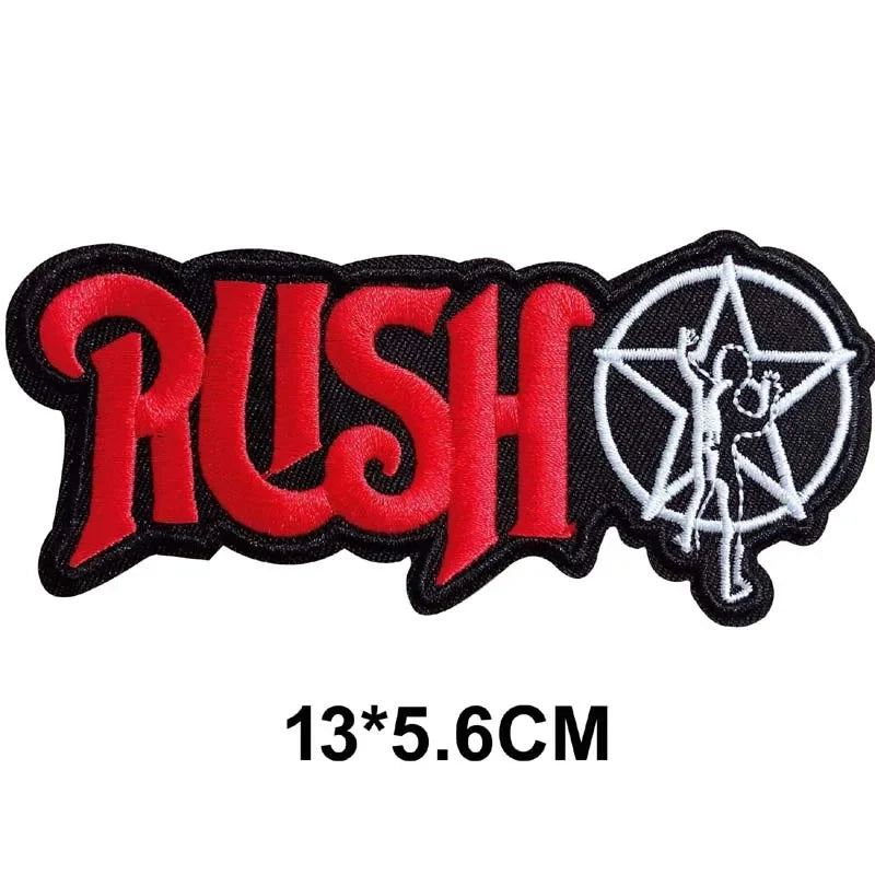 5PCS/ Text Clothing Stickers Fabric Applique Embroidery Iron On Patches,Punk Rock Music Band Badges Clothes Striped Sewing Patch Elk-Valley 3D
