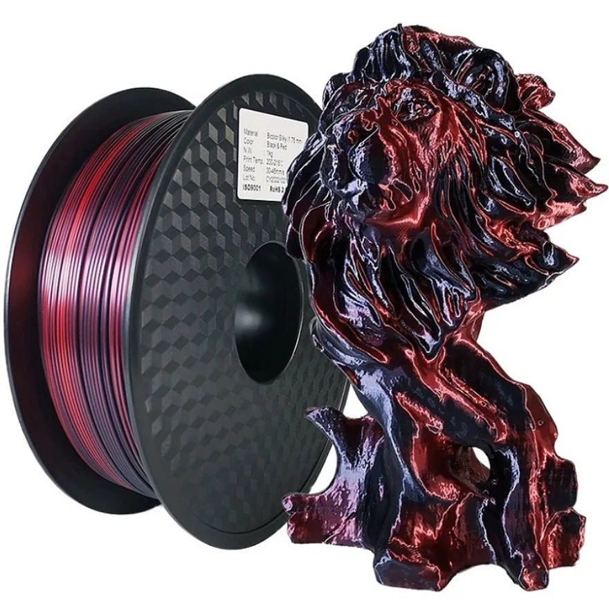 Dual Color Filament Silk PLA 1.75mm 1kg 500g 250g 3D Printer Plastic Material Two Colors Filament PLA Black Red Green Bundle New Elk-Valley 3D