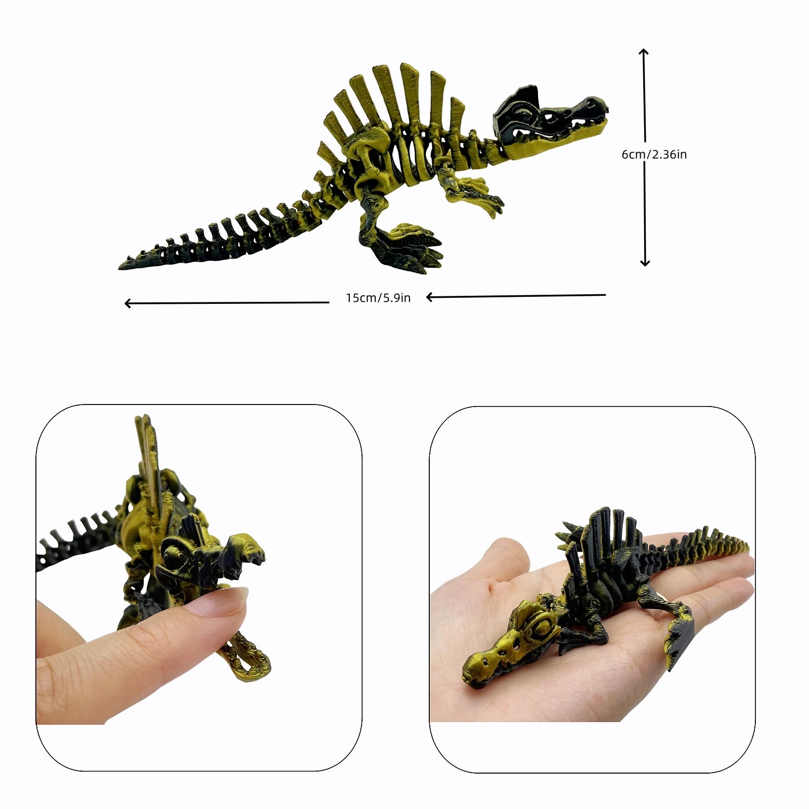 3/5 pieces set 3D printed 15cm Spinosaurus, multiple colors, movable joints can stand and lie down, home party holiday Elk-Valley 3D