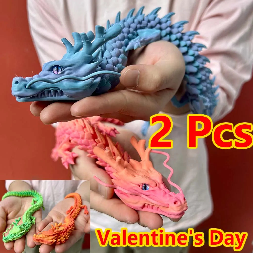 3D Printed Chinese Dragon Statue, Flexible 3D Printed Animal, Couple, Lover, Gift, 30cm/11.81 Inches, 60cm/23.62 Inches Elk-Valley 3D