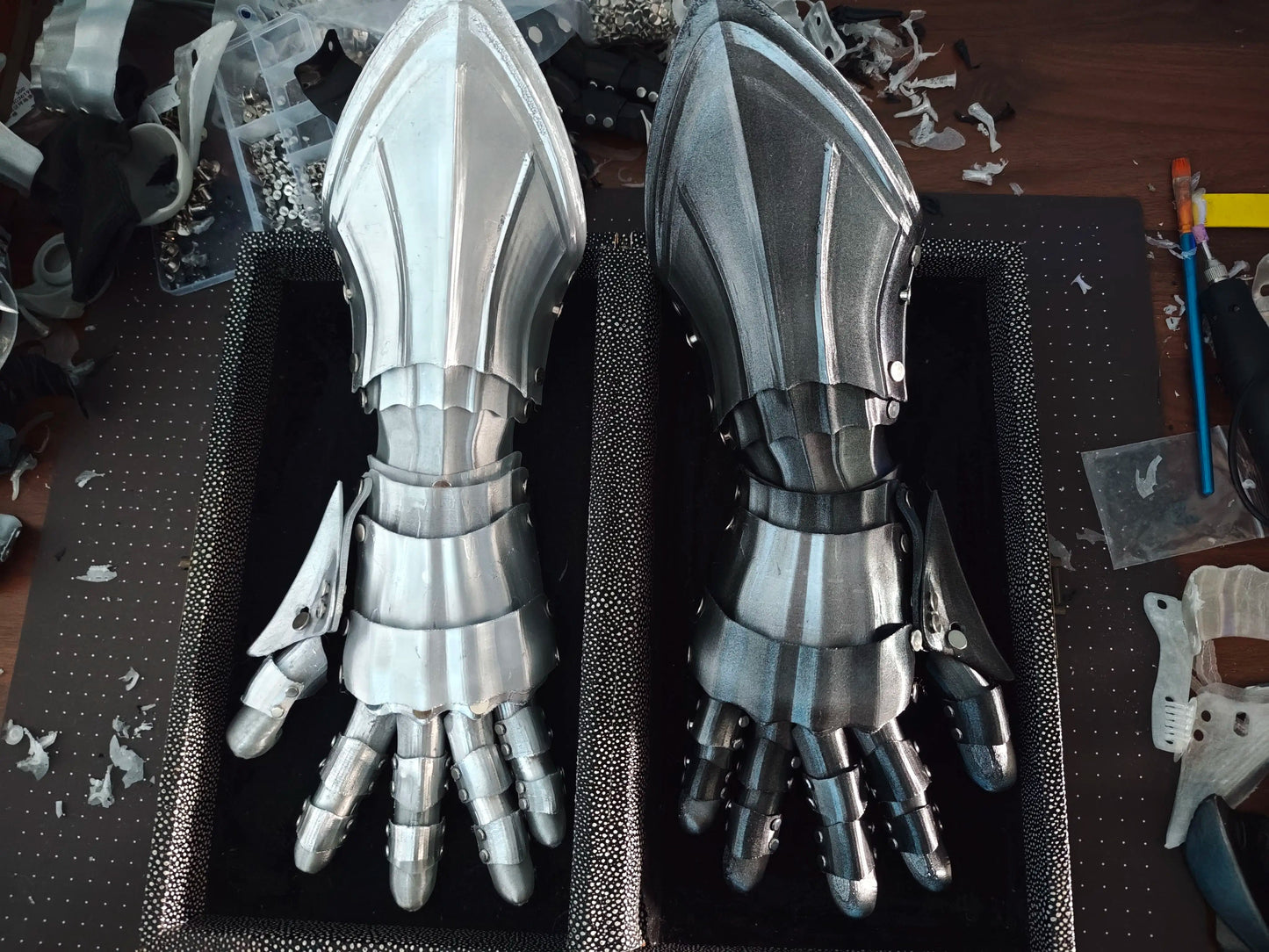 3D printed Cosplay prop mechanical plate armor gloves, hand armor, 3D printed mechanical arm knight hand armor Elk-Valley 3D