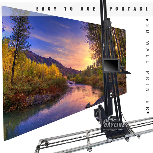 3D Wall Printing Machine Direct to Wall Mural CMYKW  5 Colors UV Ink Wall Printer Double print heads