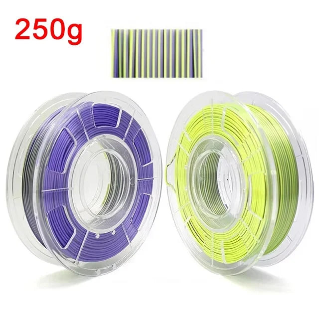 Dual Color Filament Silk PLA 1.75mm 1kg 500g 250g 3D Printer Plastic Material Two Colors Filament PLA Black Red Green Bundle New Elk-Valley 3D