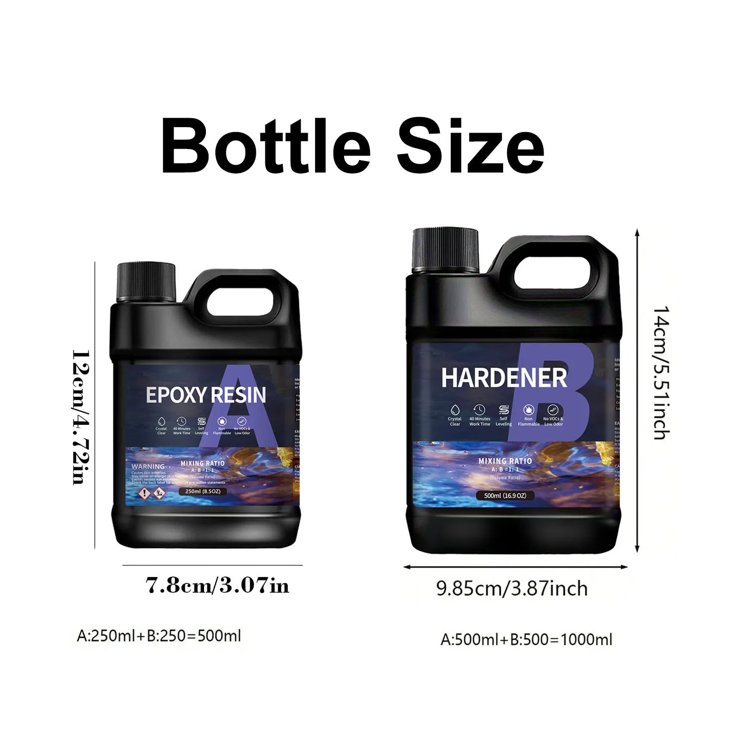 Professional AB Epoxy Resin Kit 1:1 Ratio Crystal Clear for Art Casting Jewelry Coating Coaster DIY Craft Elk-Valley 3D