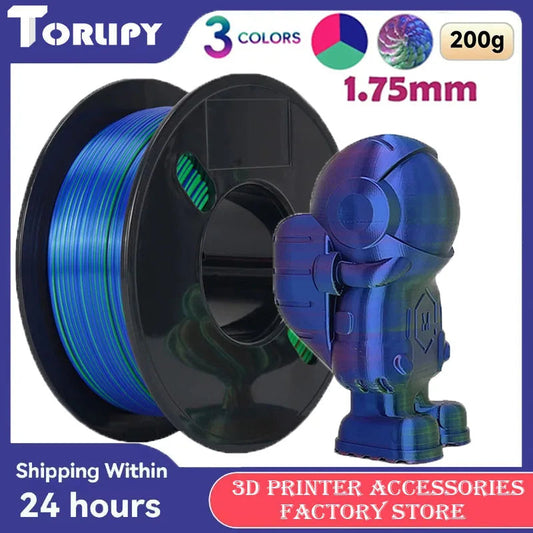 3D Printer Filament Safety Plastic Filament 200g Tri-Color Silk Rainbow PLA Filament 1.75mm Accuracy+/-0.02m 3D Printer Filament Elk-Valley 3D