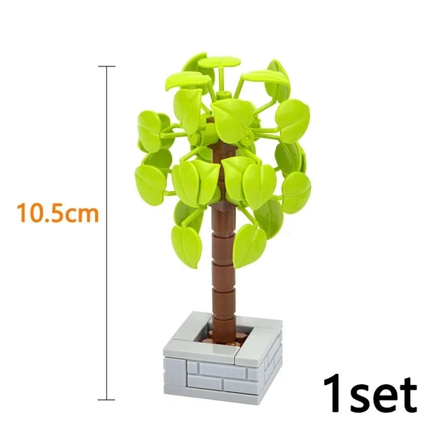 DIY Plant Tree City Bricks Assemble MOC Pine Christmas Tree Model Building Blocks Educational Sunflower Brick For Children Gifts Elk-Valley 3D